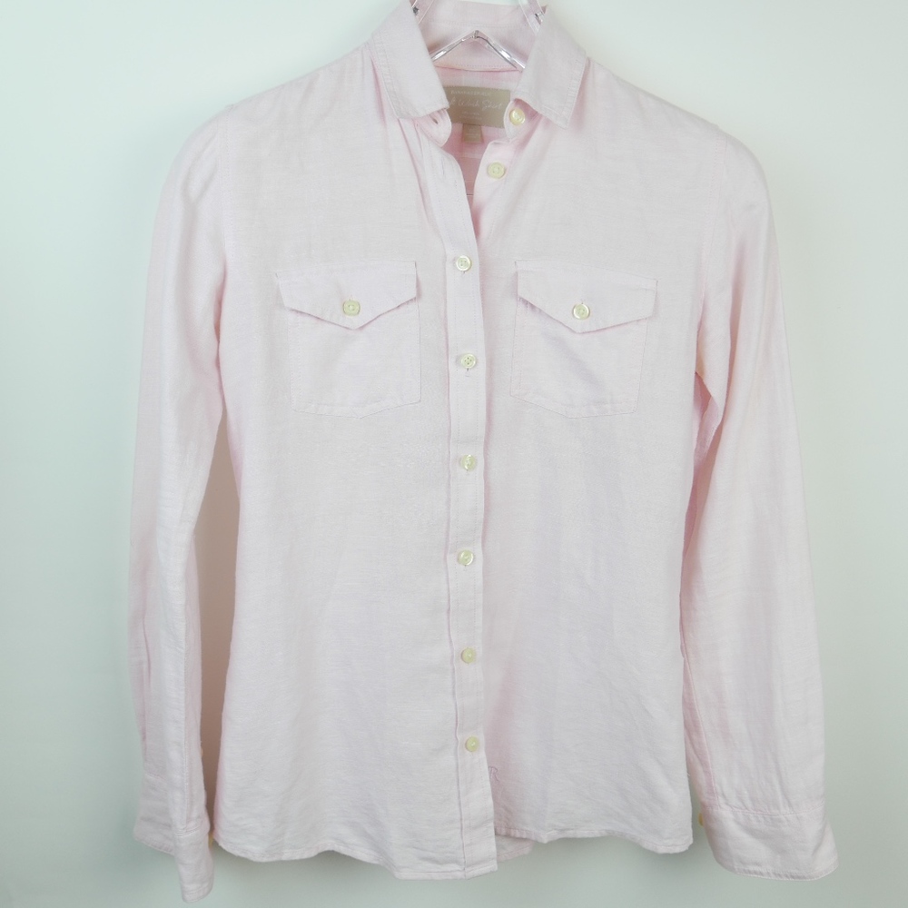 BANANA REPUBLIC Pink Linen Button Down